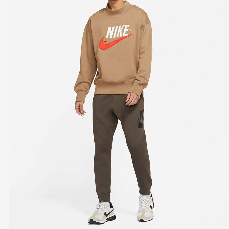 Nike Trend Capsule Series Logo Embroidered Sports Round Neck Pullover Brown DM5274-258