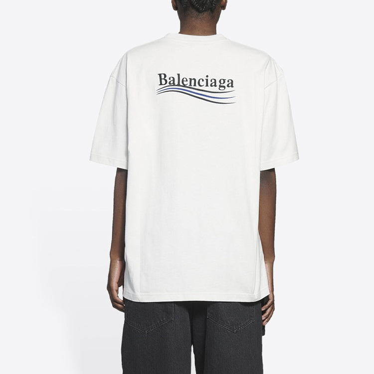(WMNS) Balenciaga Political Campaign Large Fit Embroidery Round-neck 'White' 641655TKVJ19084