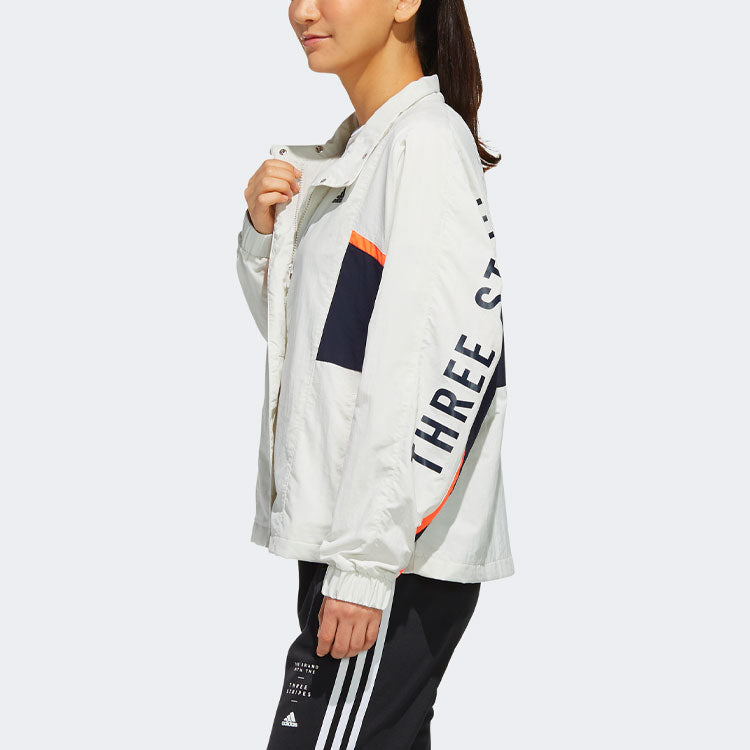 (WMNS) adidas Logo Printing Splicing Stand Collar Jacket Autumn Gray FM5275