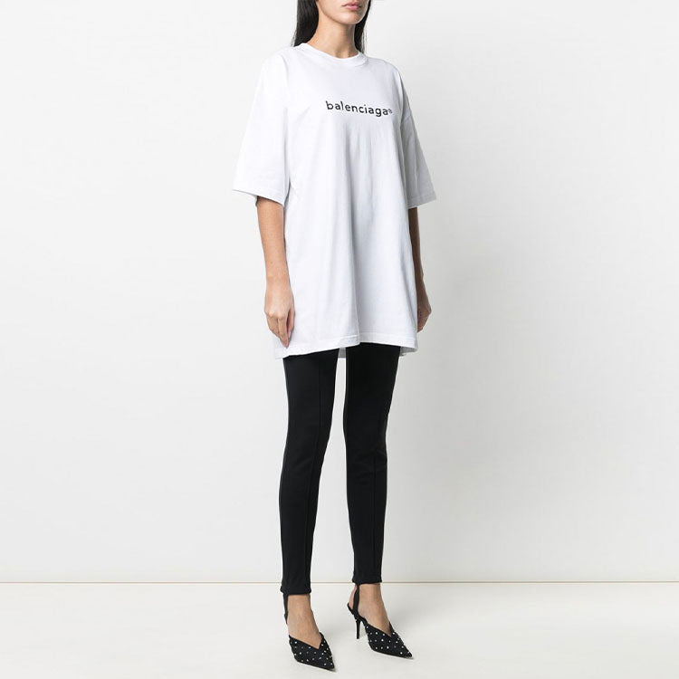 Balenciaga SS21 Printing Round-neck Tee White 641655TIV549040