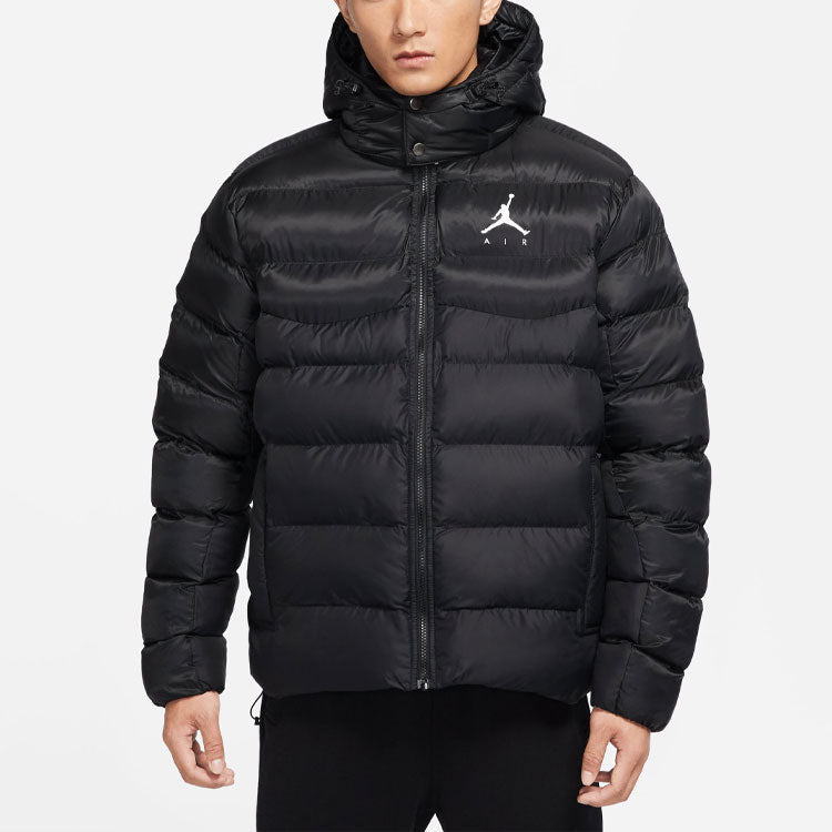 Men's Air Jordan Solid Color Zipper Hooded Padded Clothes Black DN3402-010