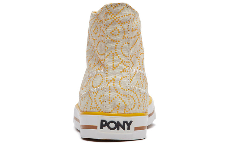 PONY High-Top Canvas Shoes Beige/Grey 01M1SH05LG