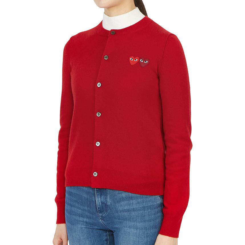 (WMNS) COMME des GARCONS PLAY Cardigan Double Emblem 'Red' AZ-N057-051-5
