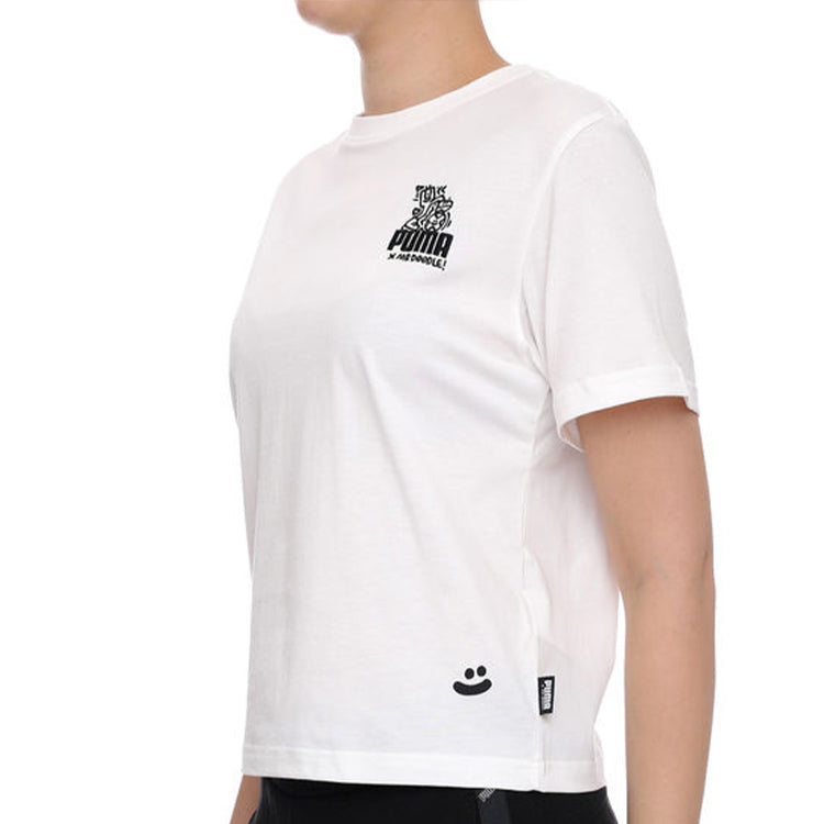 (WMNS) PUMA X Mr Doodle Printing Short Sleeve White 598654-02