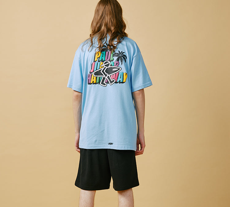 PJs Vigor Beach Surf Pattern Printing Short Sleeve Unisex Blue 20SSTS10304-P