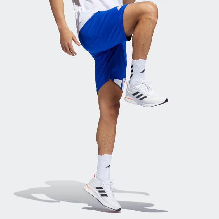 adidas Solid Color Breathable Casual Straight Logo Shorts Blue H08755
