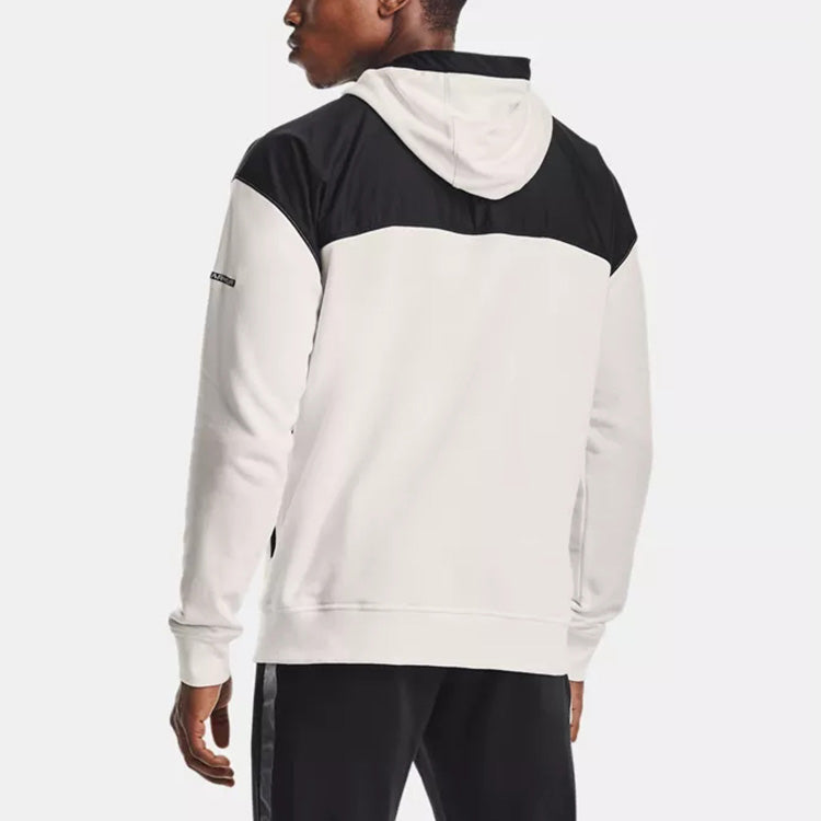 Men's Under Armour Rival Terry AMP Casual Sports Zipper Hooded Jacket White 1361595-112