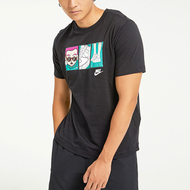 Nike Cartoon Printing Round Neck Pullover Short Sleeve Black DH0012-010