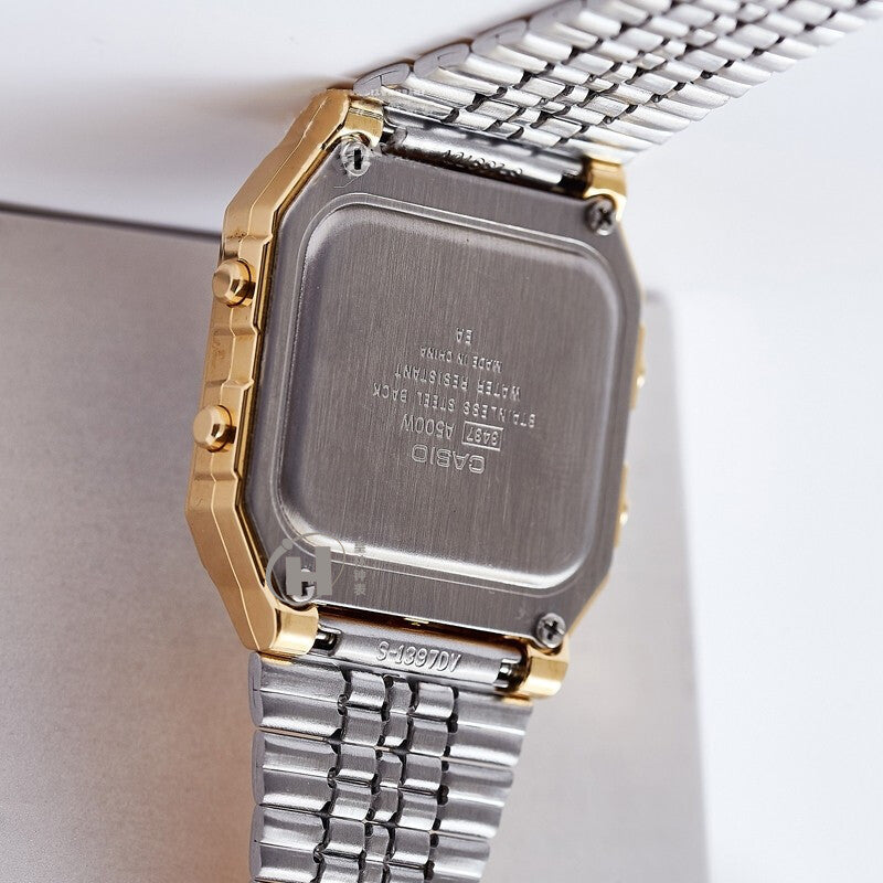 CASIO Classical Vintage Square Waterproof Quartz Mens Gold Digital A500WGA-9