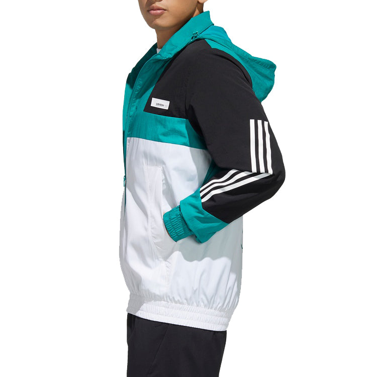 adidas neo M SS WRMLN WB Sports Windbreaker Jacket White Green Colorblock GE5499