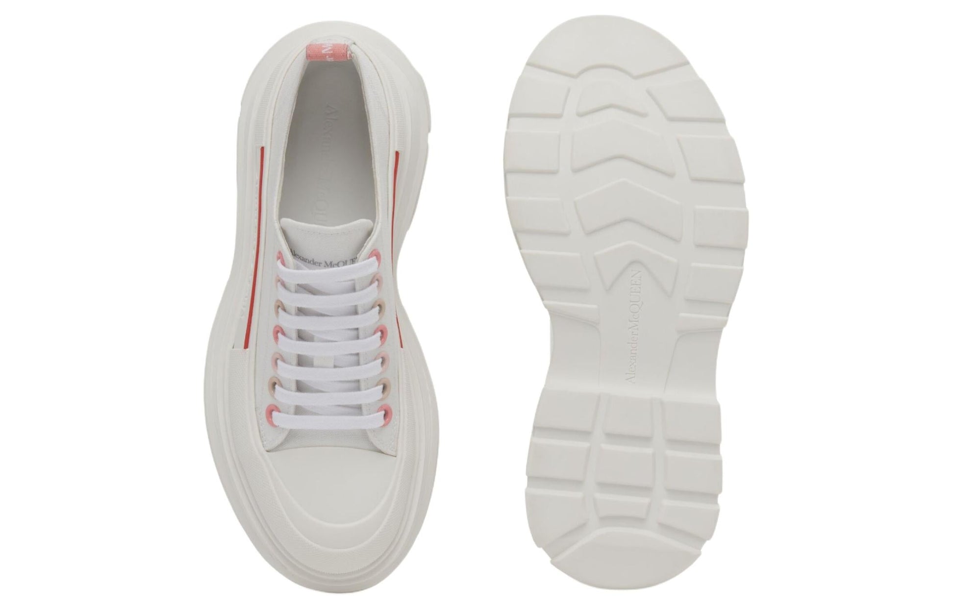 (WMNS) Alexander McQueen Tread Slick 45mm Lace Up Sneakers 'White Pink' 697072W4MV28763