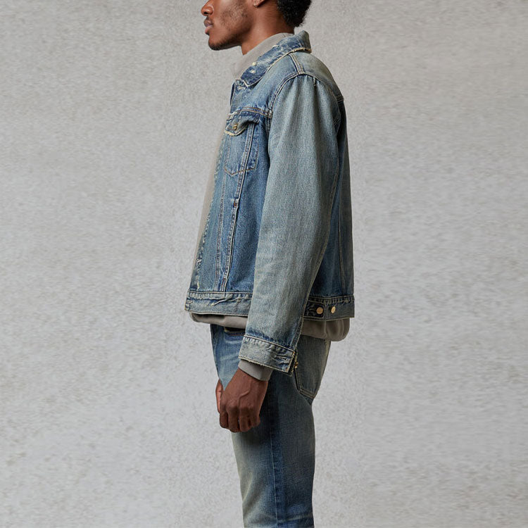 Fear of God Essentials FW20 Light Denim Trucker Jacket 'Dark Blue' FOG-FW20-364