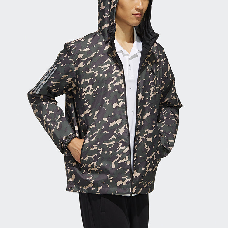 adidas AI WB CAMO Zipper Casual Sports Hooded Jacket Brown EH3801