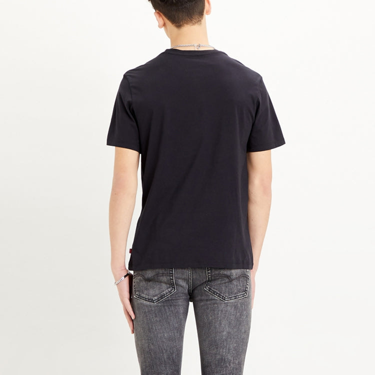 Men's Levis Logo Alphabet Printing Loose Round Neck Short Sleeve Black 22489-0301