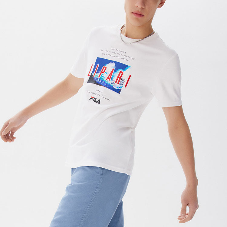 FILA Cotton Causual Round Collar Male White F11M128109F-WT