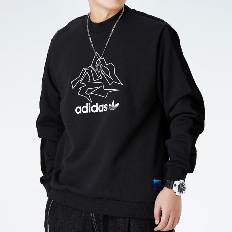 adidas originals Adv Crew logo Printing Casual Round Neck Pullover Sports Black GV0925