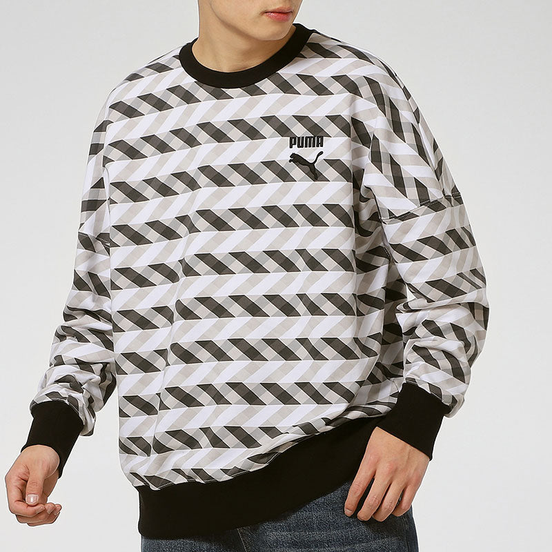 PUMA Kontrast Crew Neck Sweater 'White Black' 531488-01