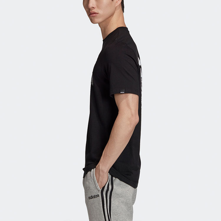 adidas M Ris T Sports Training Printing Logo Round Neck Short Sleeve Black GD5920