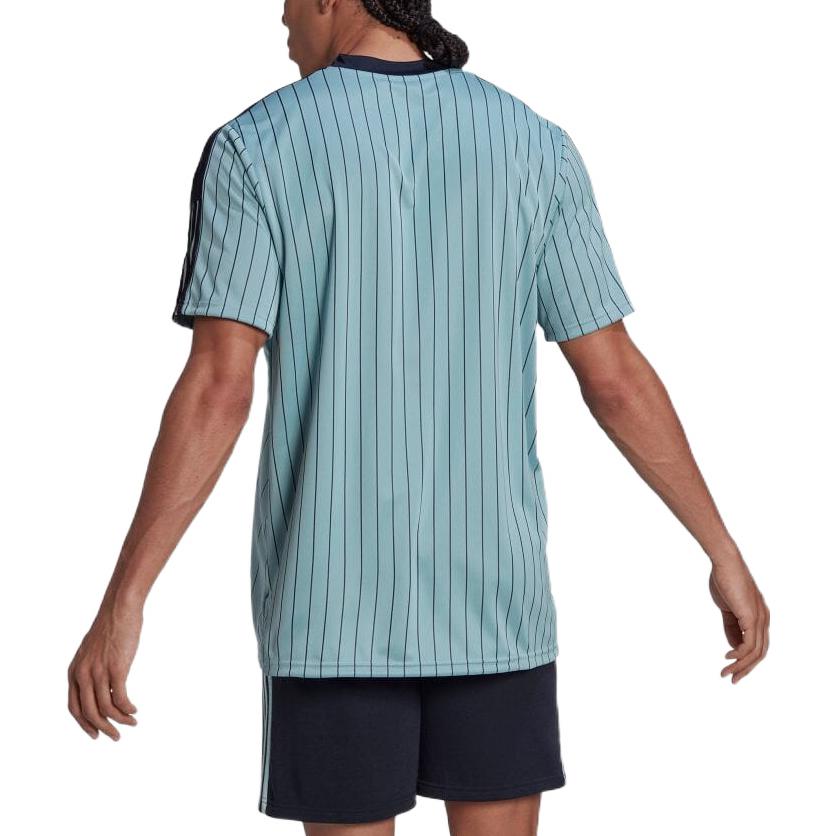 Men's adidas Stripe Micro Mark Printing Pullover Short Sleeve Blue T-Shirt HC1312