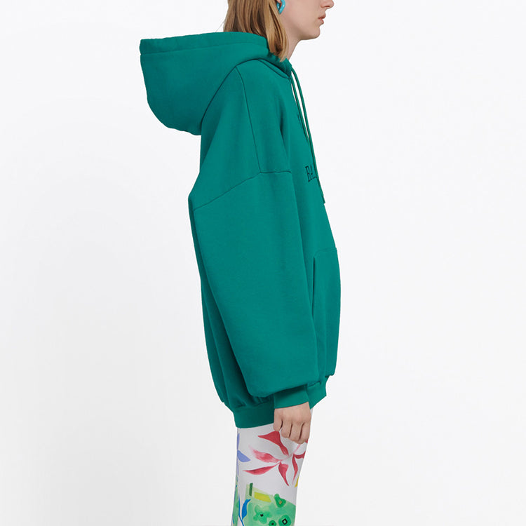 (WMNS) Balenciaga Logo Hoodie Green 556111TDV043068