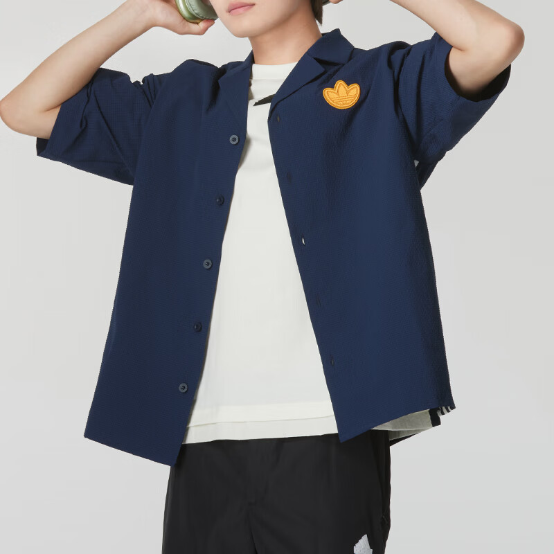 adidas Originals Graphic Shirt Asia Sizing 'Navy Yellow' JI7229