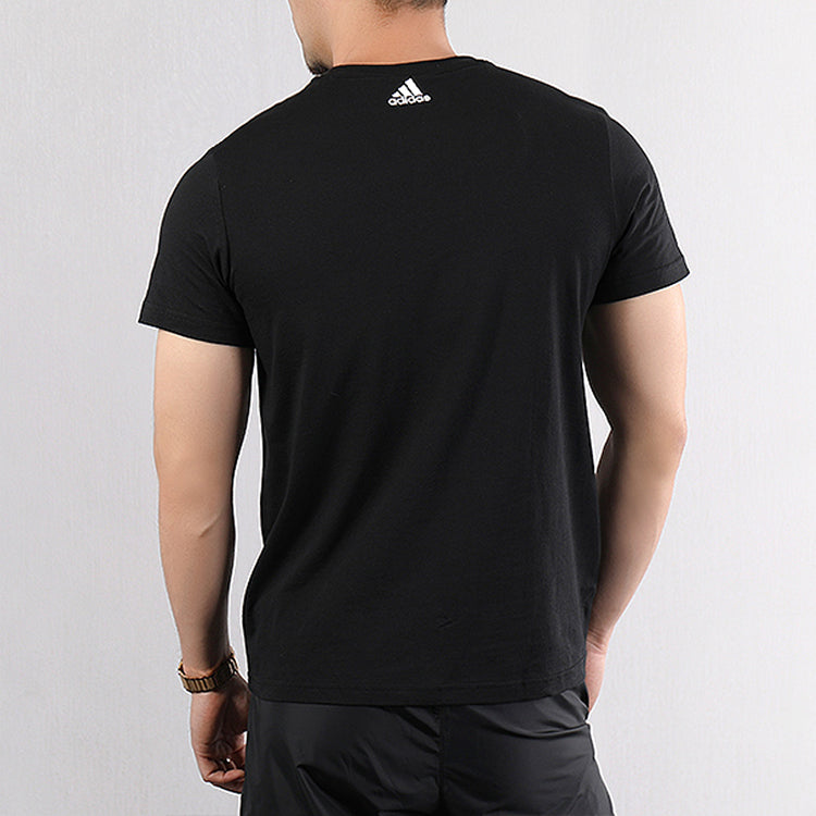 adidas Alphabet Printing Sports Stylish Round Neck Short Sleeve Black DY8721