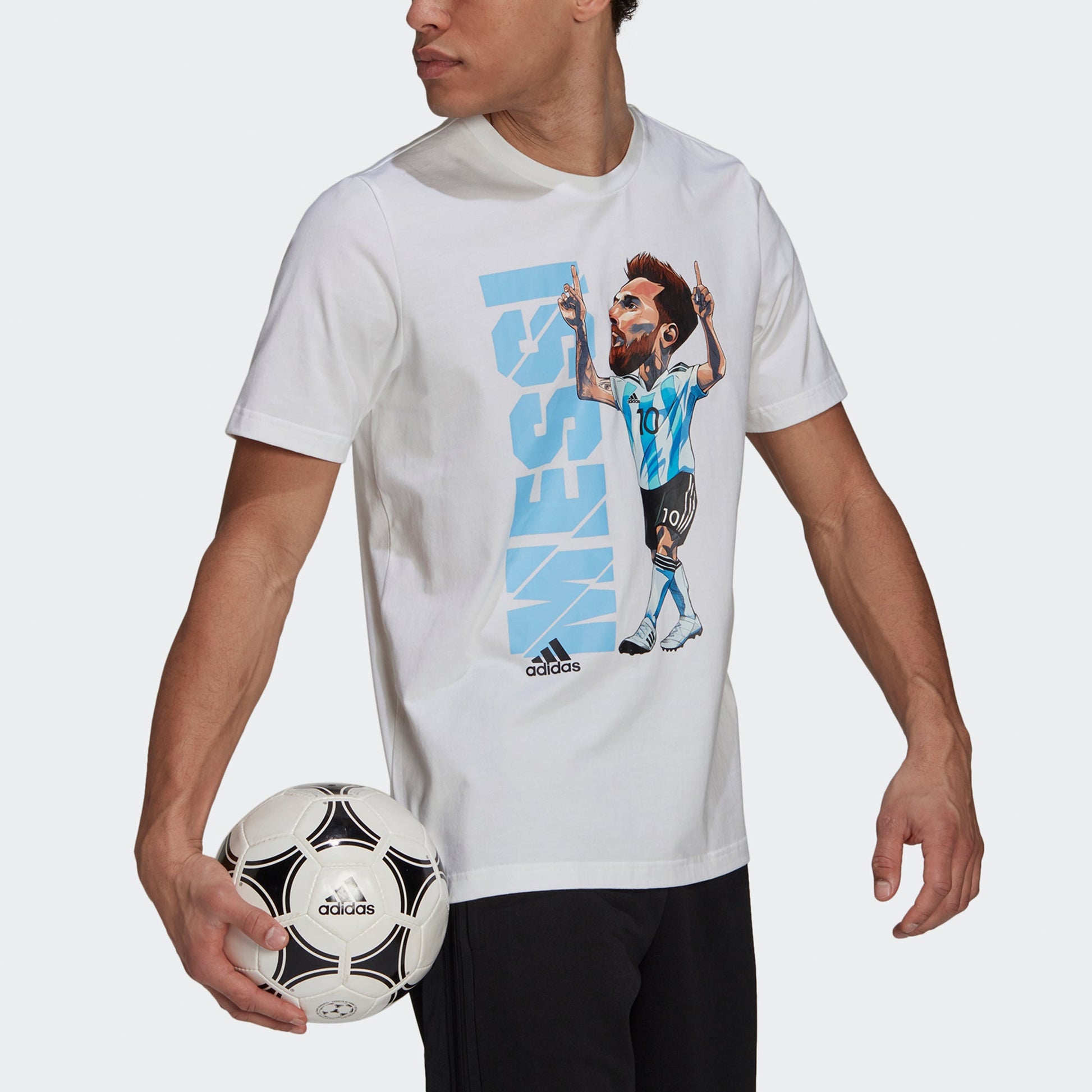 adidas Messi Icon T M Soccer/Football Casual Sports Short Sleeve White HA5451