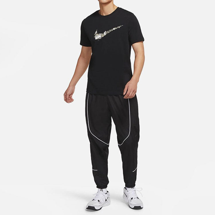 Nike Cartoon Pattern Large Logo Printing Round Neck Casual Short Sleeve Black DR1288-010