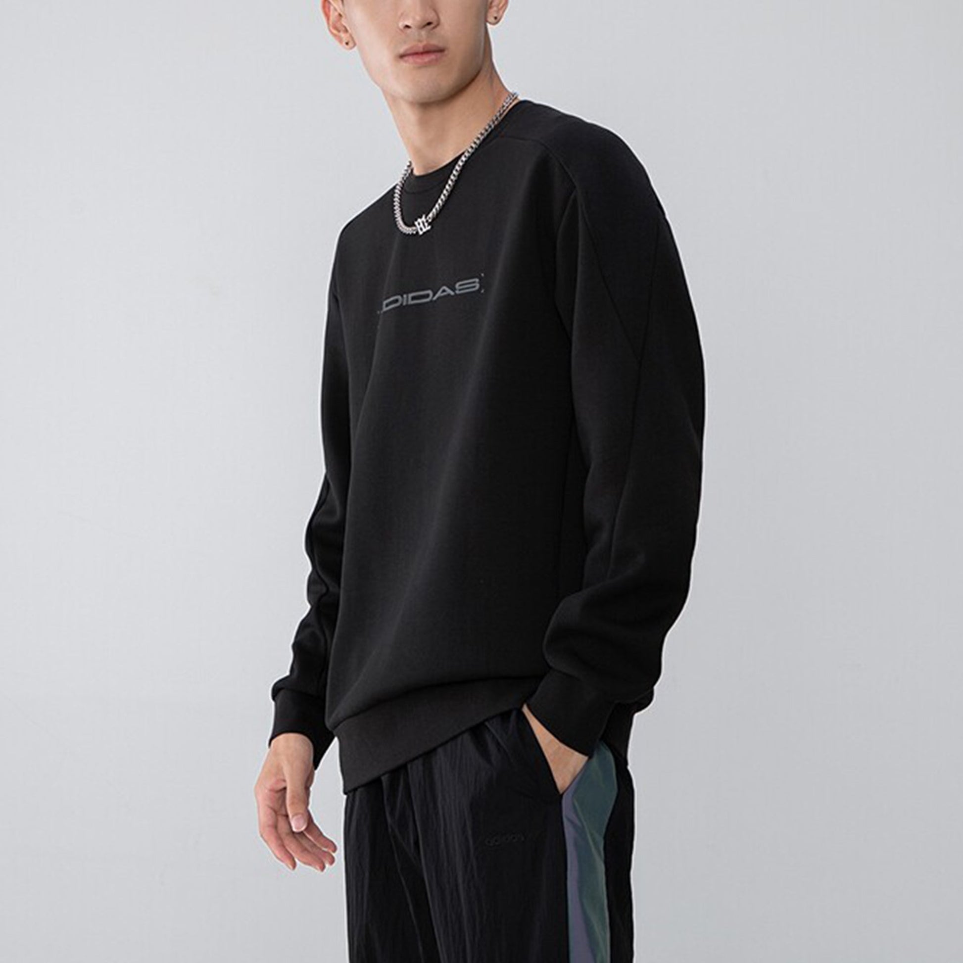 Men's adidas Th Eng Sweat Logo Printing Casual Sports Pullover Black H39272