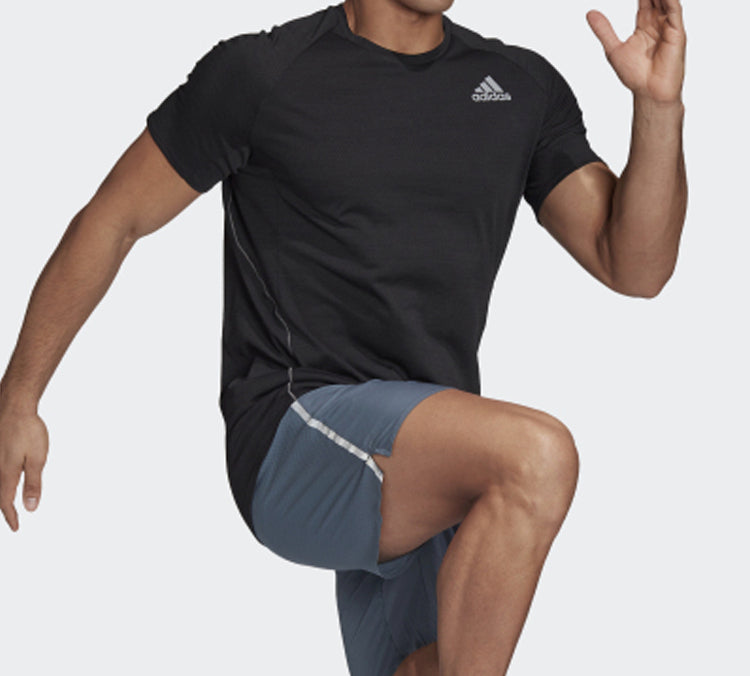 adidas Adi Runner Tee Running Sports Short Sleeve Black FM7637
