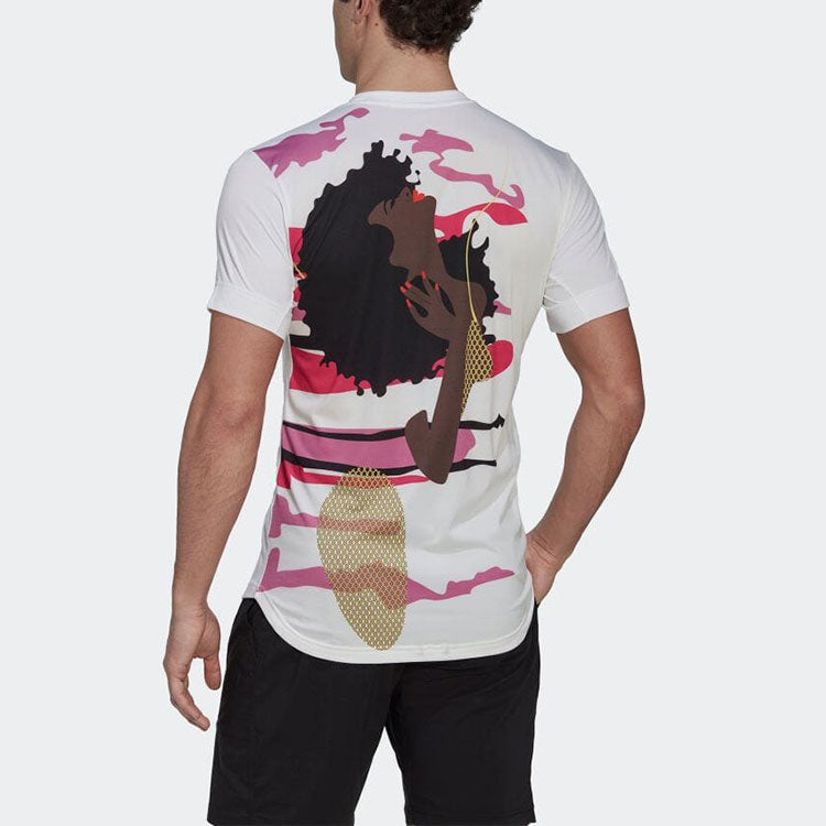 adidas FW22 Solid Color Logo Printing Round Neck Pullover Short Sleeve White T-Shirt HI5408