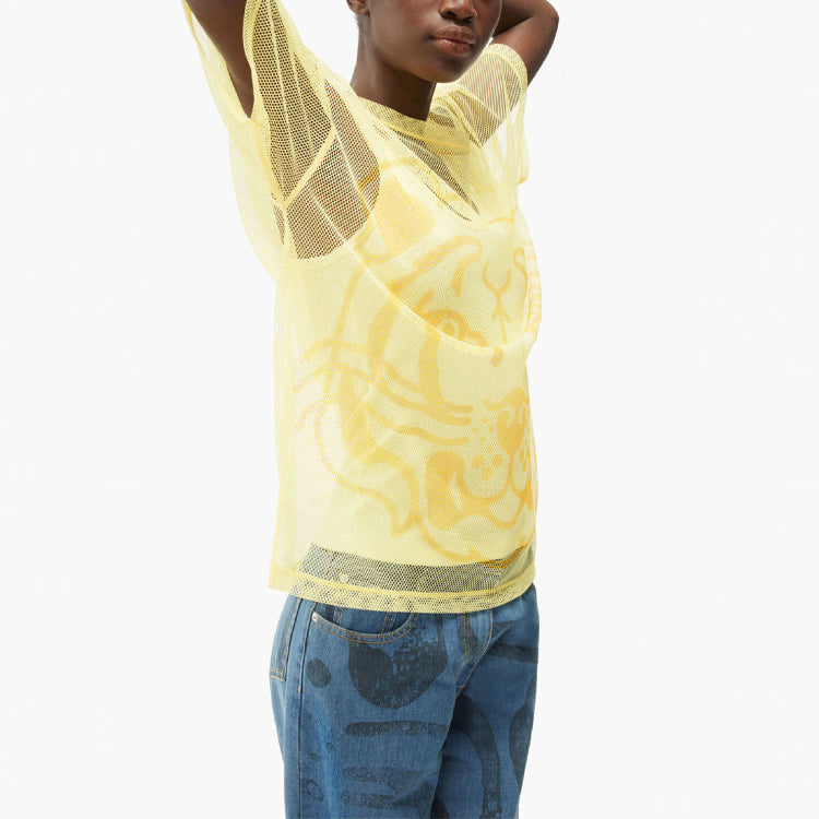 KENZO SS21 Pattern Printing Short Sleeve Yellow T-Shirt FB52TS6464PM-38