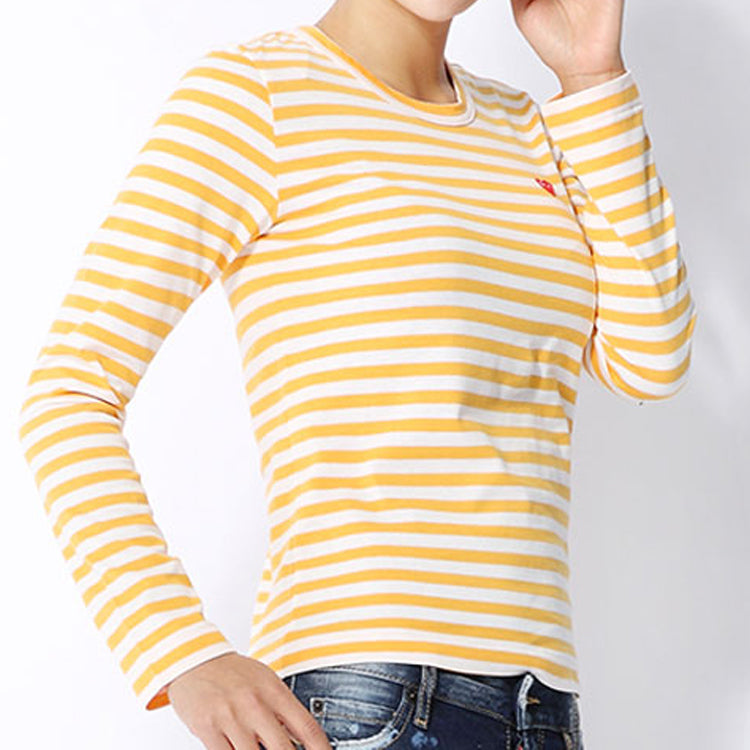 (WMNS) COMME des GARCONS PLAY Striped Long Sleeves Tee 'Yellow' AZ-T217-051-2