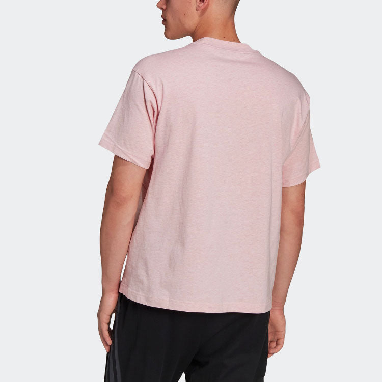 adidas Solid Color Logo Micro Mark Casual Short Sleeve Couple Style Pink H65778