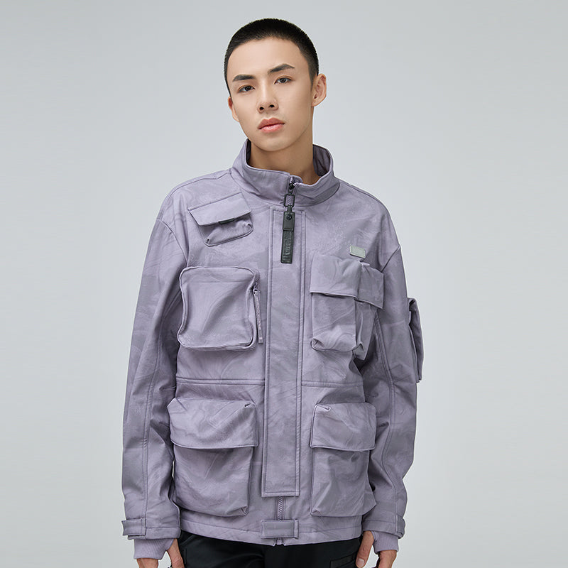 Li-Ning LNG Functional Series Multiple Pockets Solid Color Stand Collar Jacket Yellow Purple LJMR539-1
