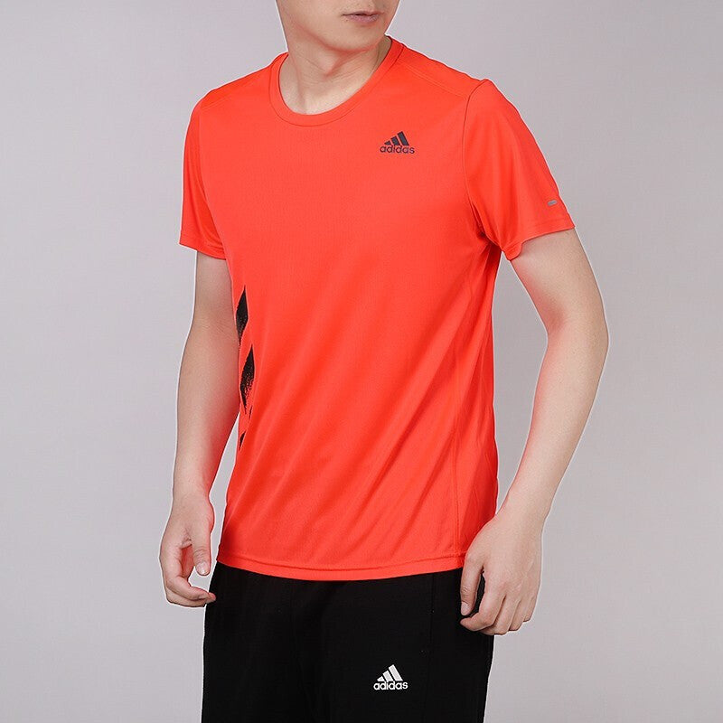 adidas Casual Sports Round Neck Breathable Short Sleeve Orange Red FR8378