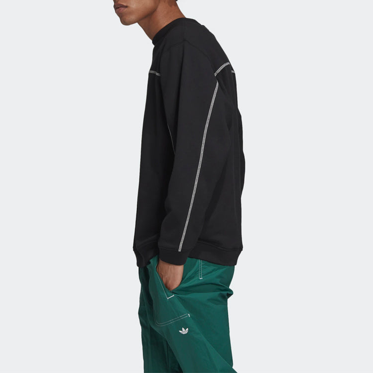 adidas originals Logo ribbed Sleeve Sports Pullover Black GD9309