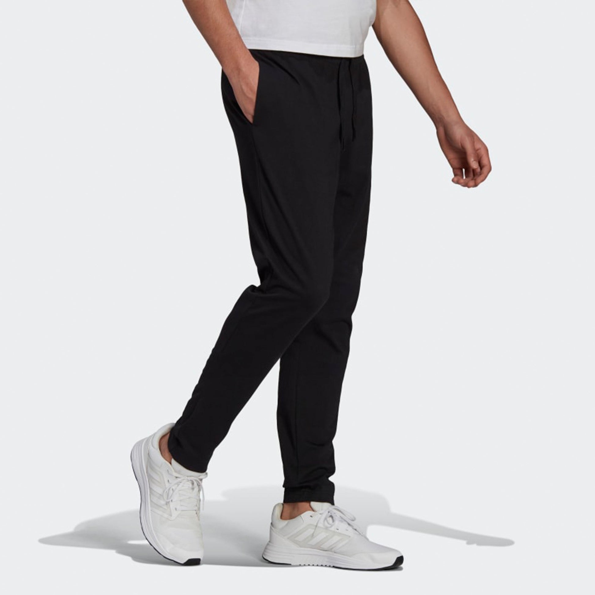adidas Essentials Solid Color Slim Fit Running Sports Pants Black GK9222