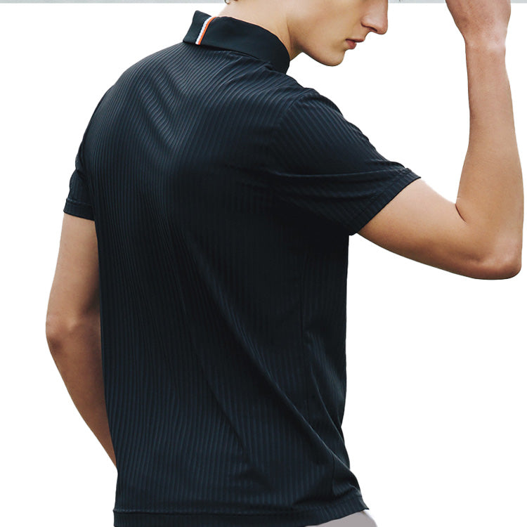 Men's FILA Minimalistic Business Stripe POLO Black Polo Shirt A11M025154F