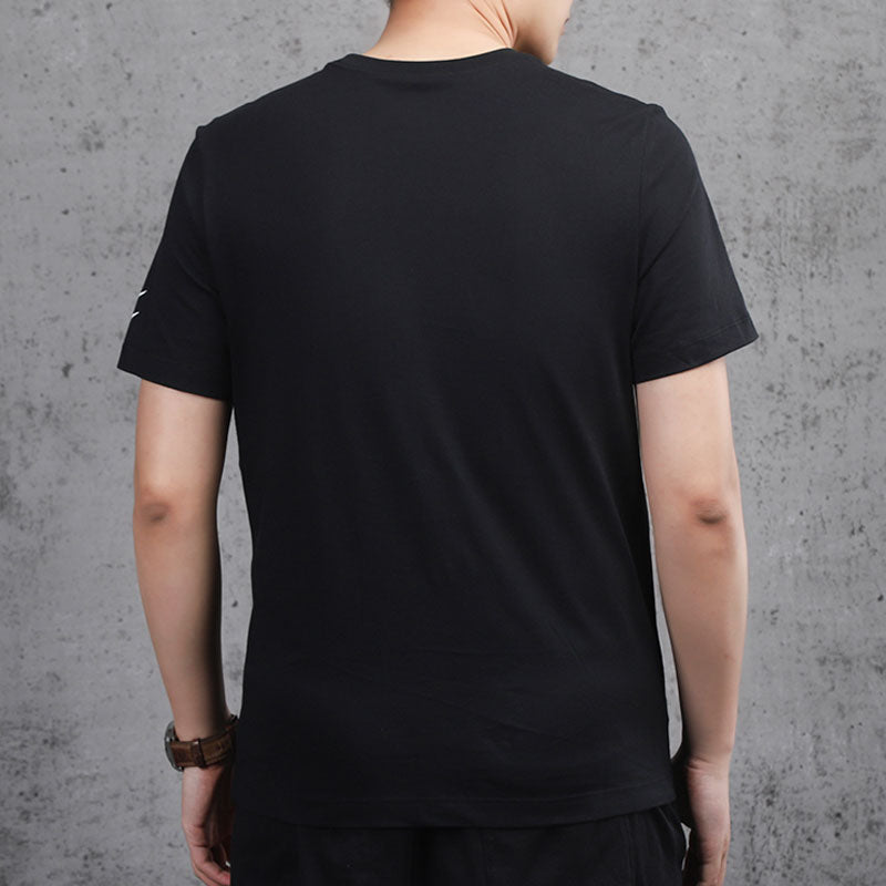 Nike Swoosh Logo Printing Knit Round Neck Short Sleeve Black DB5858-010