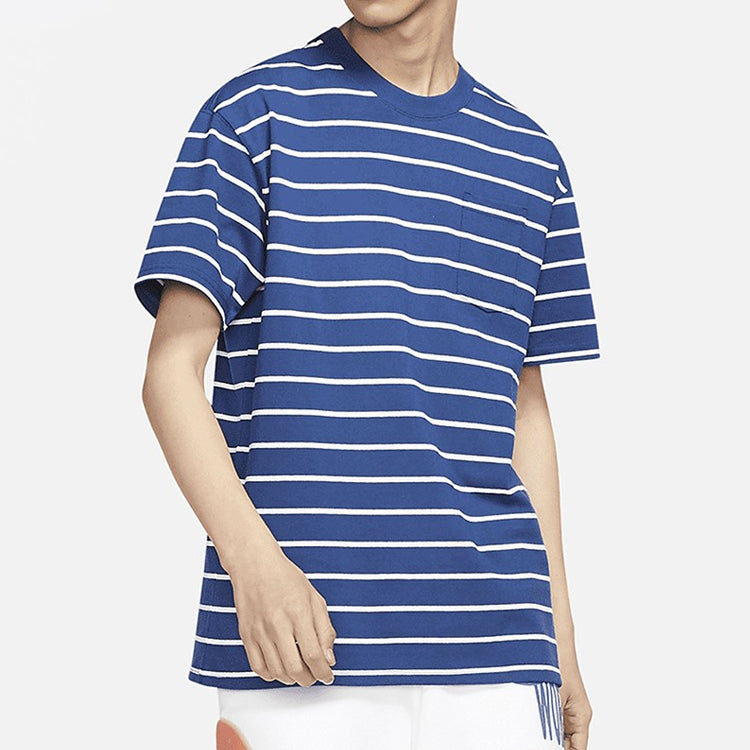 Nike Sportswear Sports Stripe Round Neck Short Sleeve Blue DM8880-490