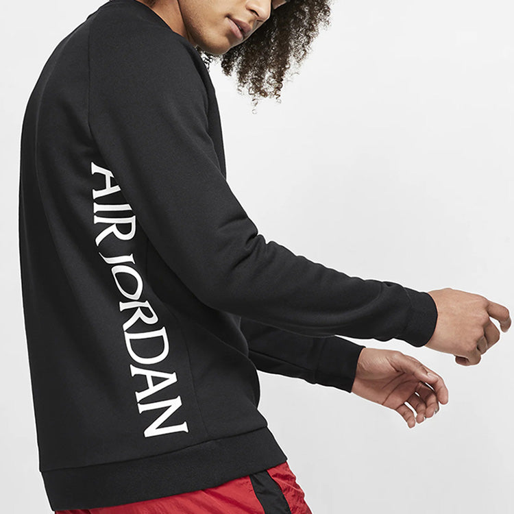 Men's Jordan Air Flying Man Printing Knit Round Neck Pullover Black BV6007-010