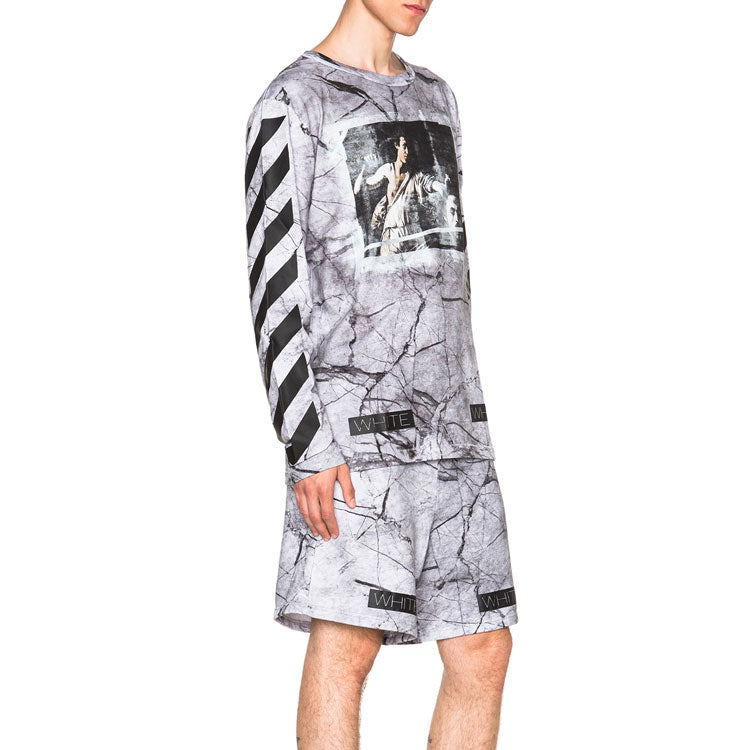 Off-White SS21 Large Printing Pullover Gray White OMBA003G20FLE0029988