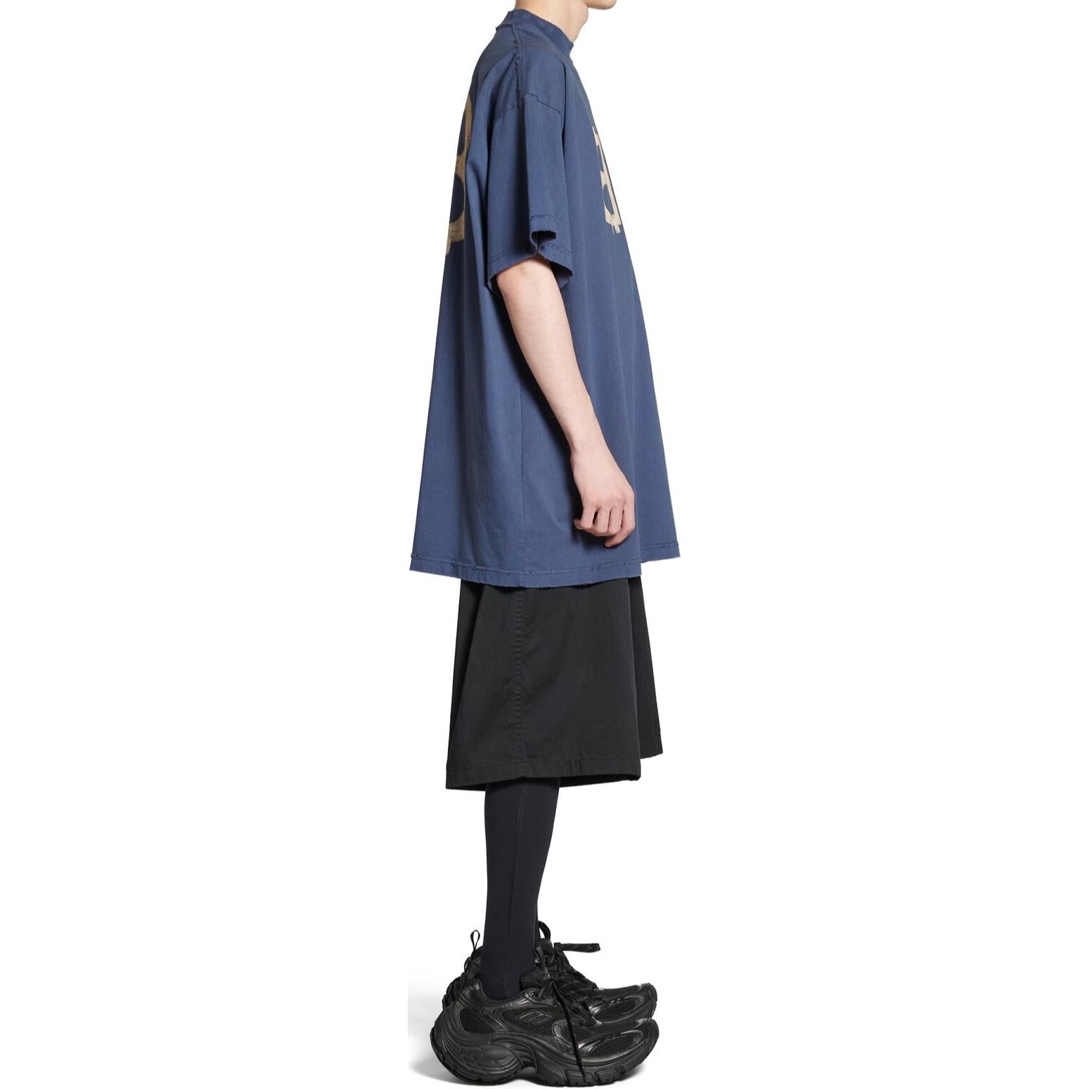 Balenciaga Crypto Oversized T-shirt 'Blue' 739028TOVU64108