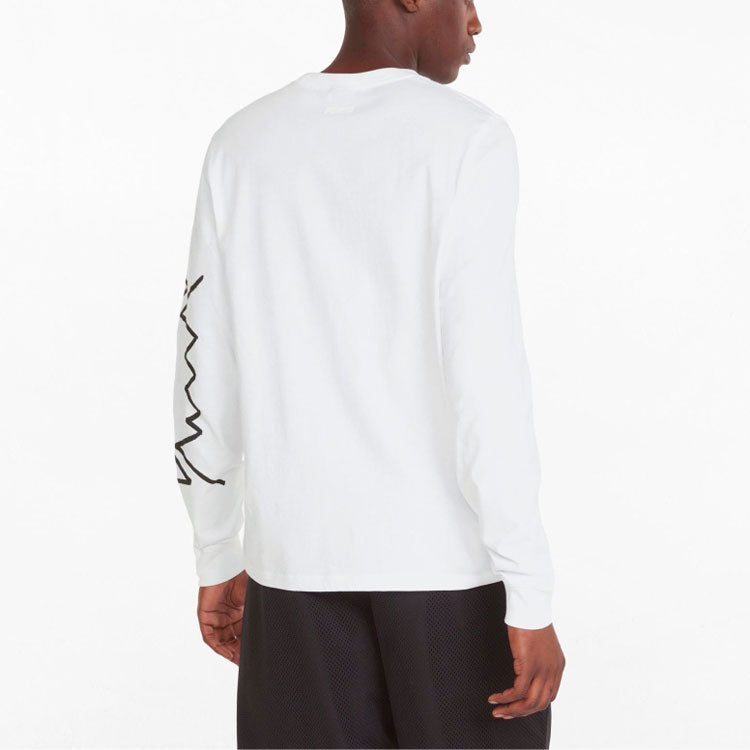 PUMA Qualifier Long Sleeve Basketball T-Shirt 'White Black' 532107-06