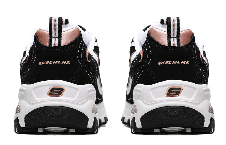 (WMNS) Skechers D'Lites Devoted Fan Low-Top Running Shoes Black/White 13154-BKRG