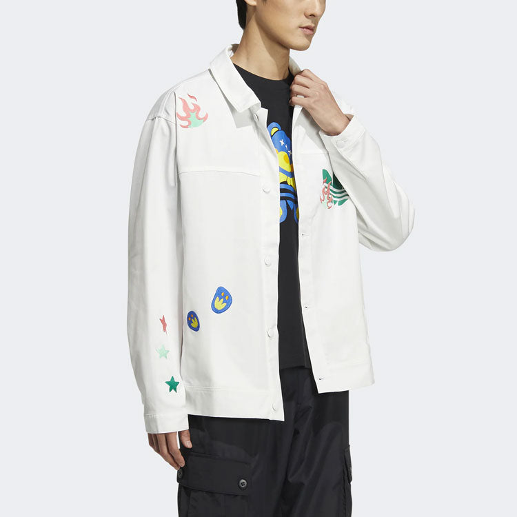 adidas originals SS22 Logo Cartoon Printing Sports Jacket Unisex White HP0116