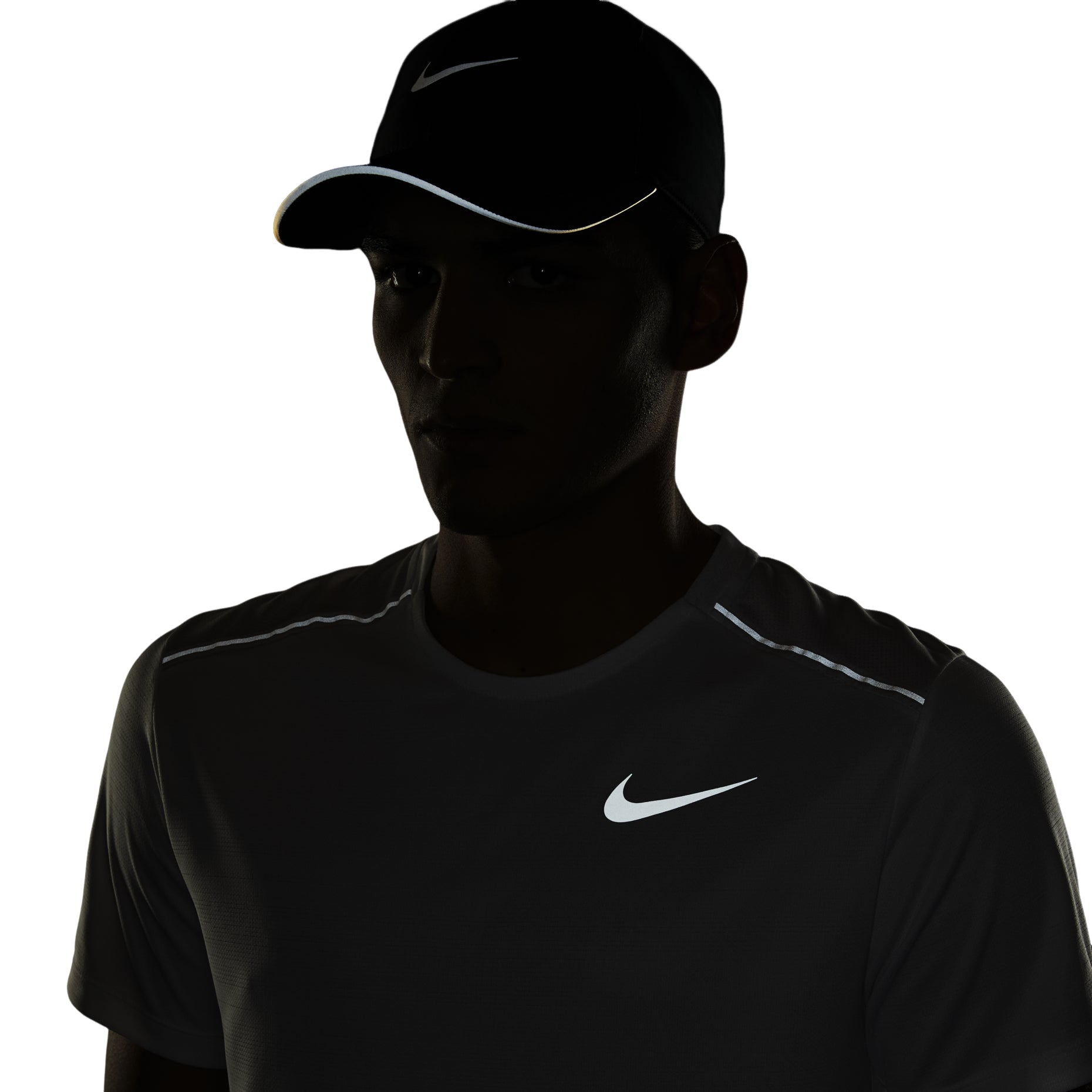Nike DRI-FIT MILER Running Quick Dry Short Sleeve Asia Sizing 'White' AJ7566-100