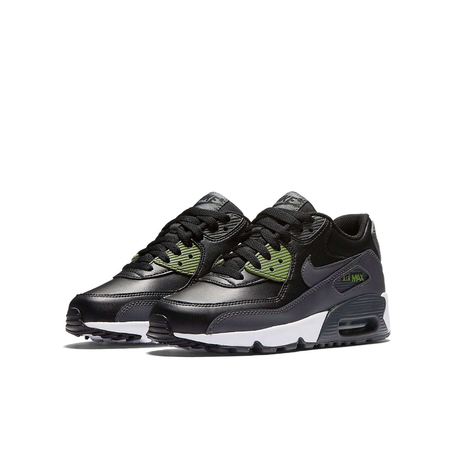 (GS) Nike Air Max 90 LTR Leather 'Black White Green' 833412-008