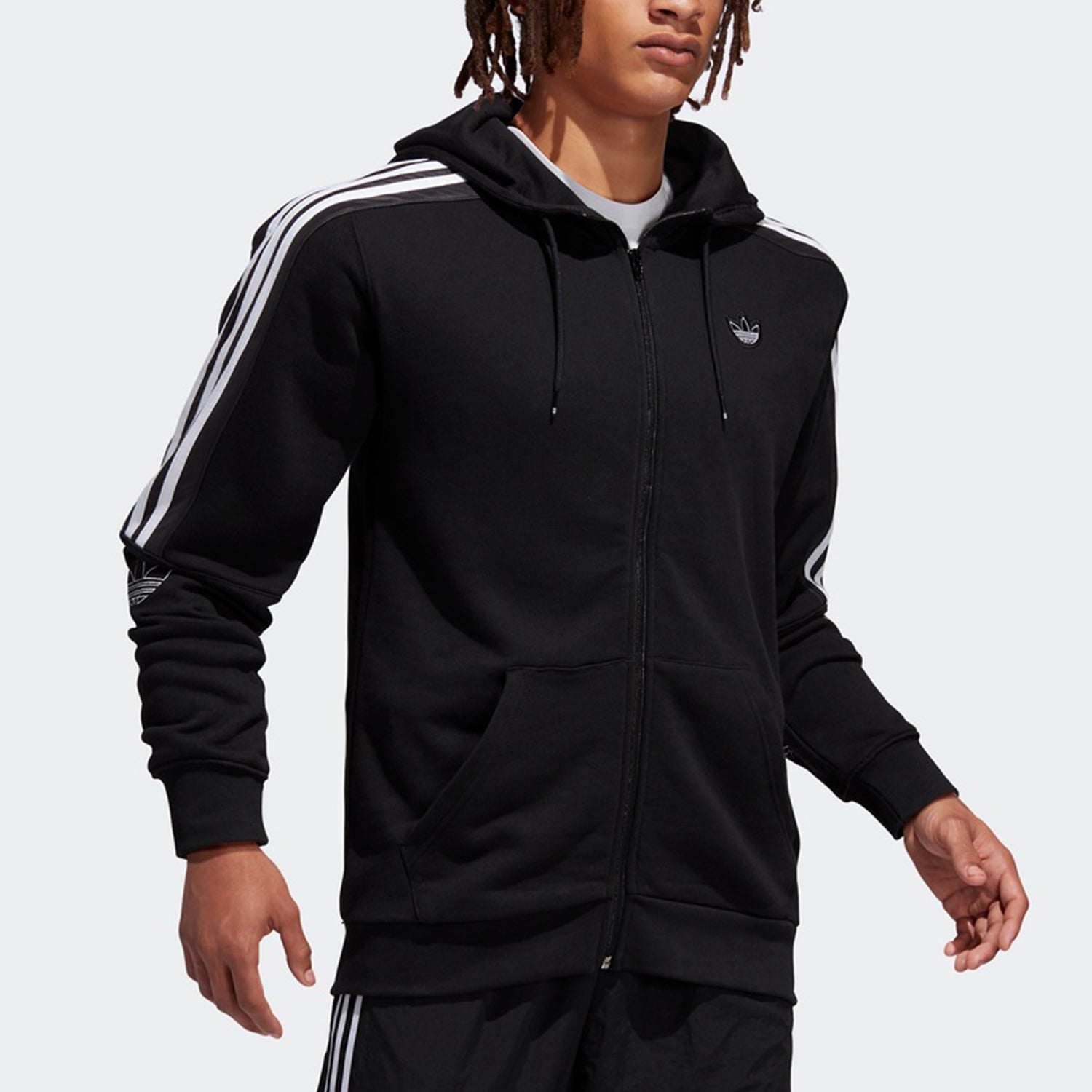 adidas originals logo Printing Casual Hooded Jacket Black ED4695